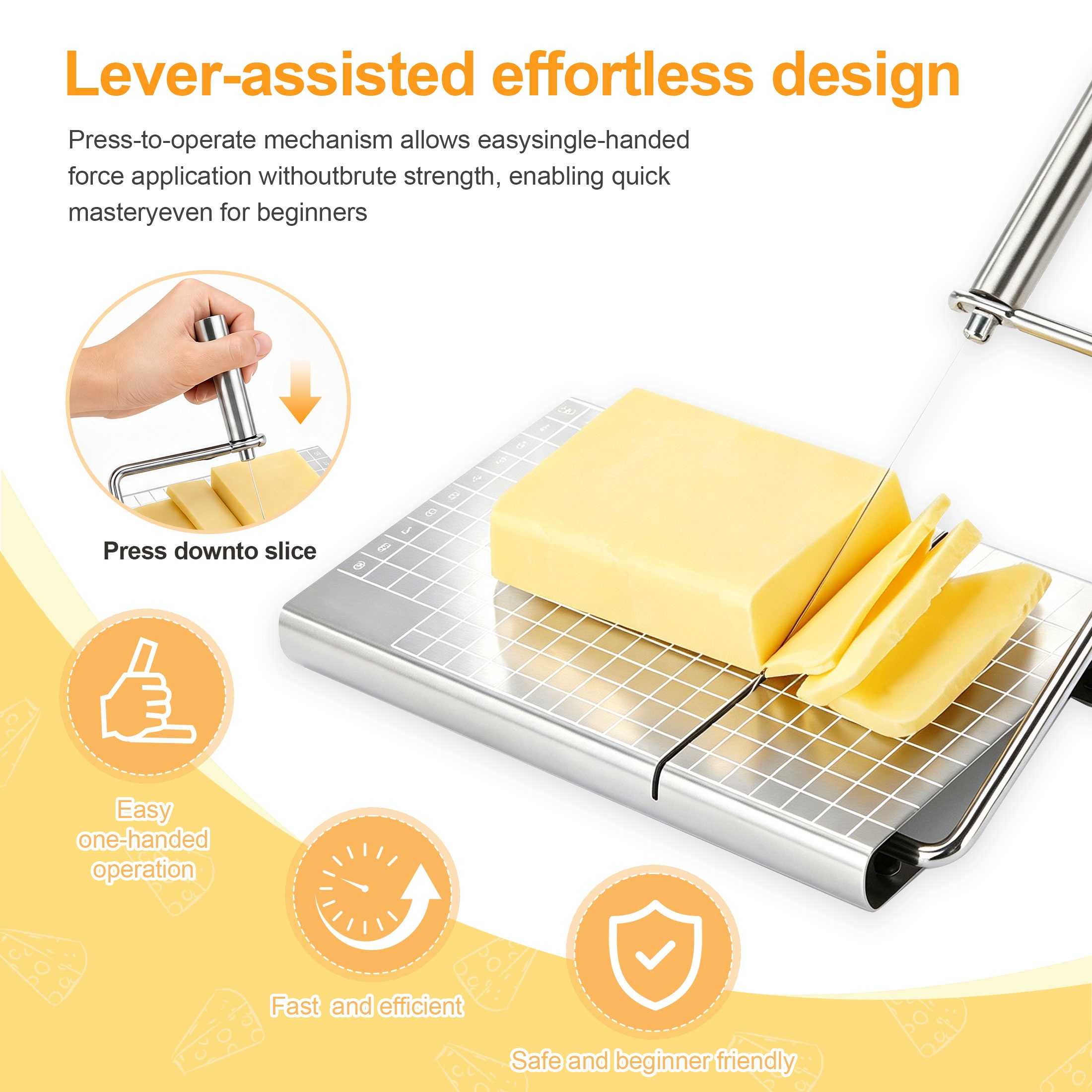 Hima Shilajatun Cheese Slicer with Board, Wire Cheese Cutter for Block Cheese — product detail 1