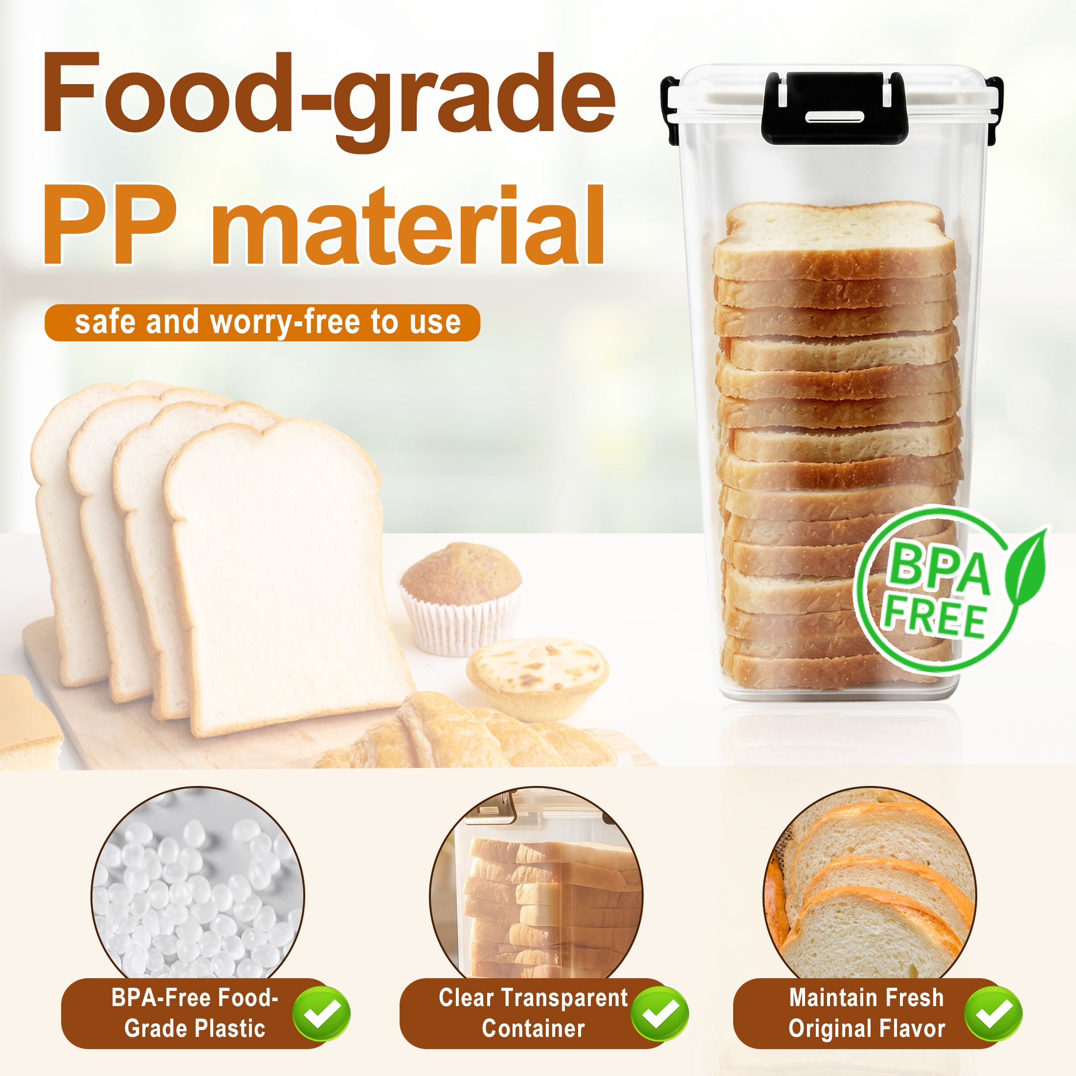 Hima Shilajatun Bread Storage Container, Airtight Bread Box with Pull-Out Drawer — product detail 1