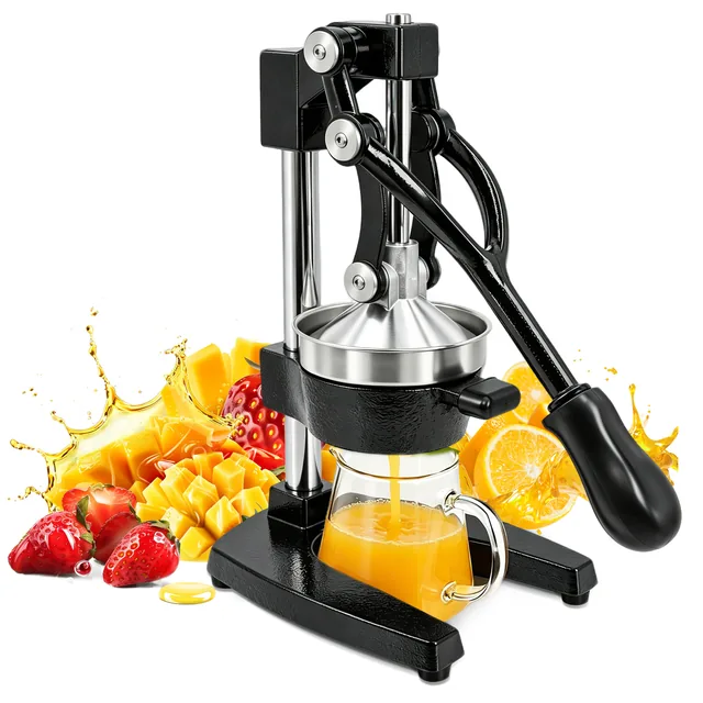 Hima Shilajatun Cast Iron Juicer, Manual Juice Press for Citrus, Orange, Lemon, Black