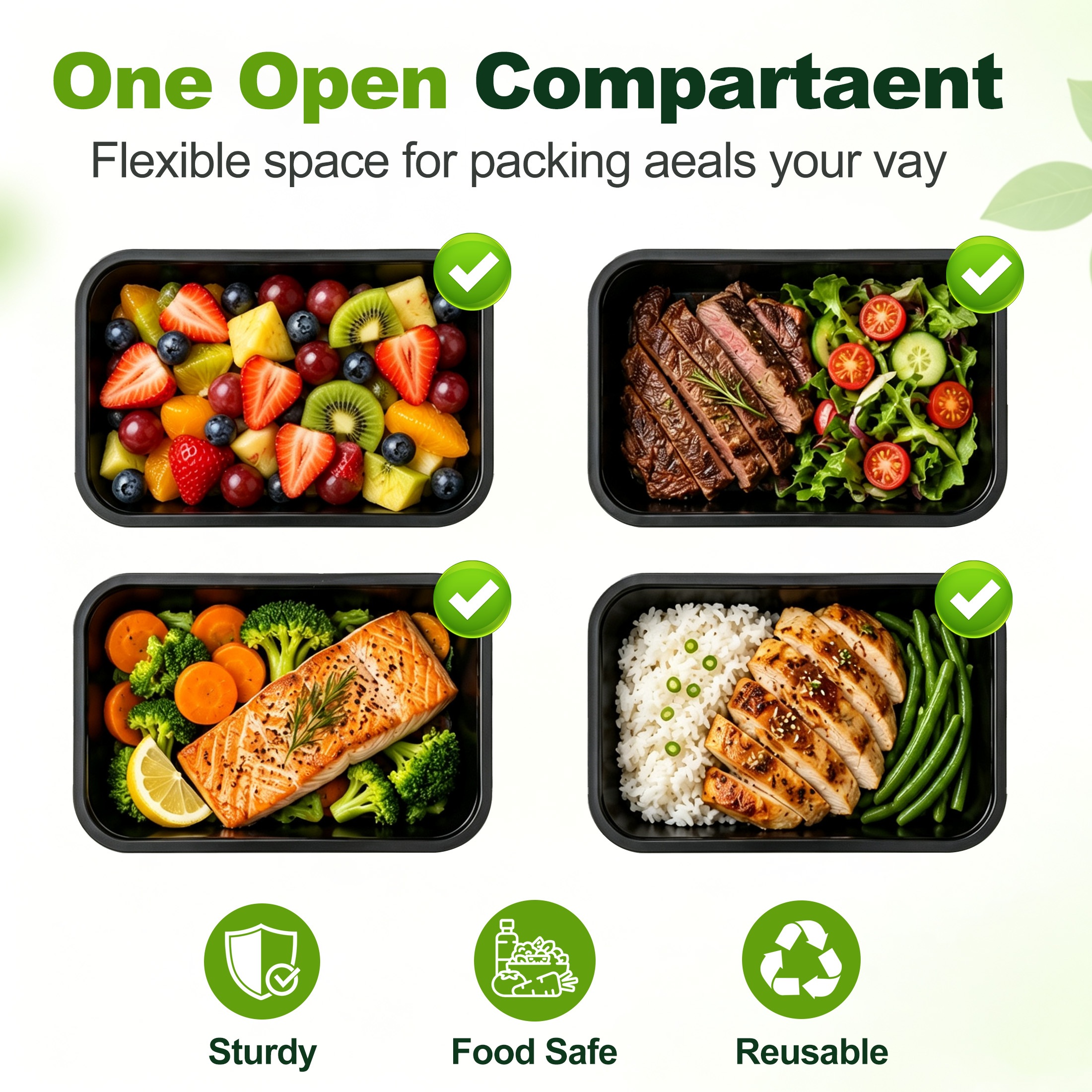 Hima Shilajatun Meal Prep Containers with Lids, 28 oz, 50 Pack, Plastic To Go Food Boxes with Cutlery Sets — product detail 2