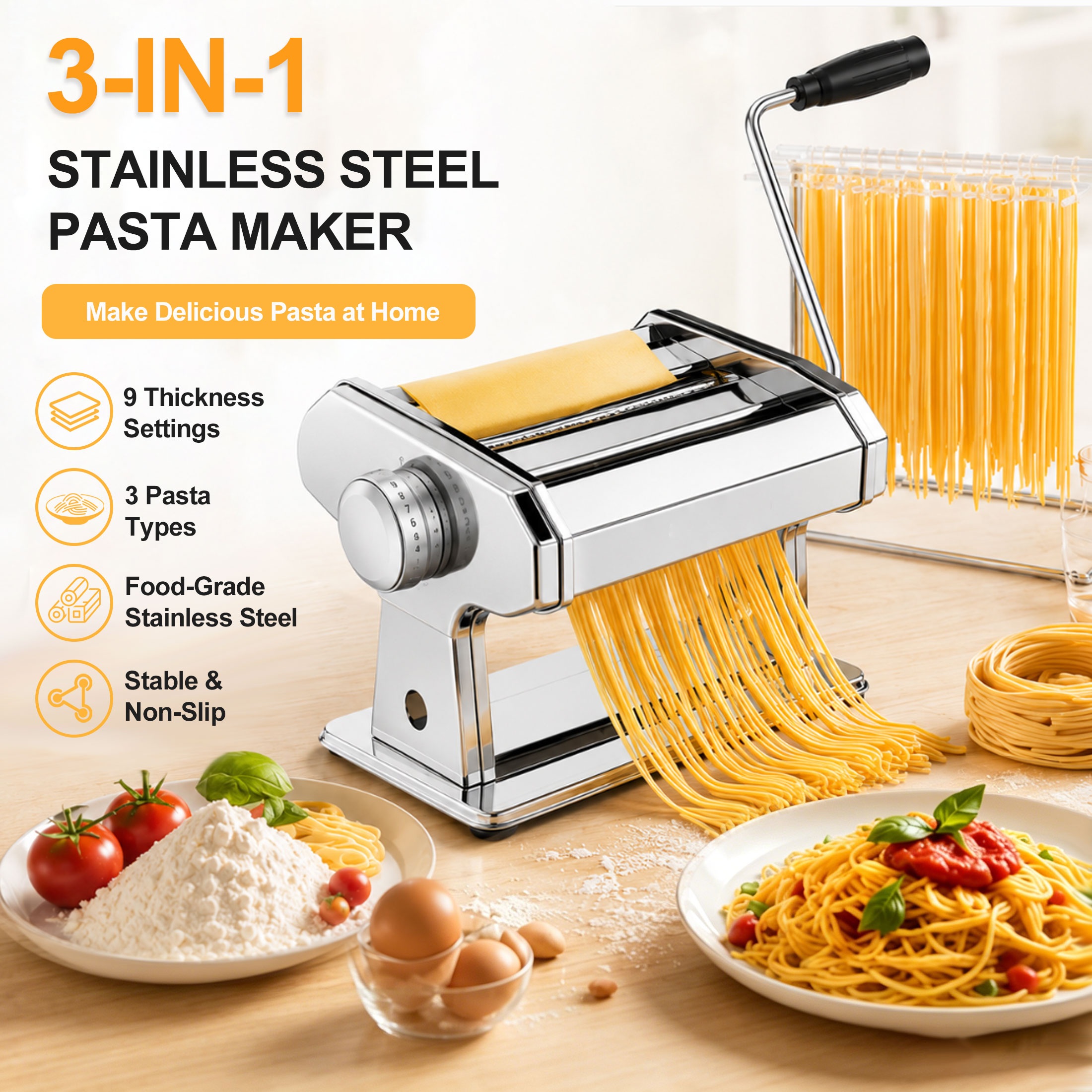 Hima Shilajatun Pasta Maker Machine, Pasta Roller & Cutter for Noodles & Ravioli — product detail 1