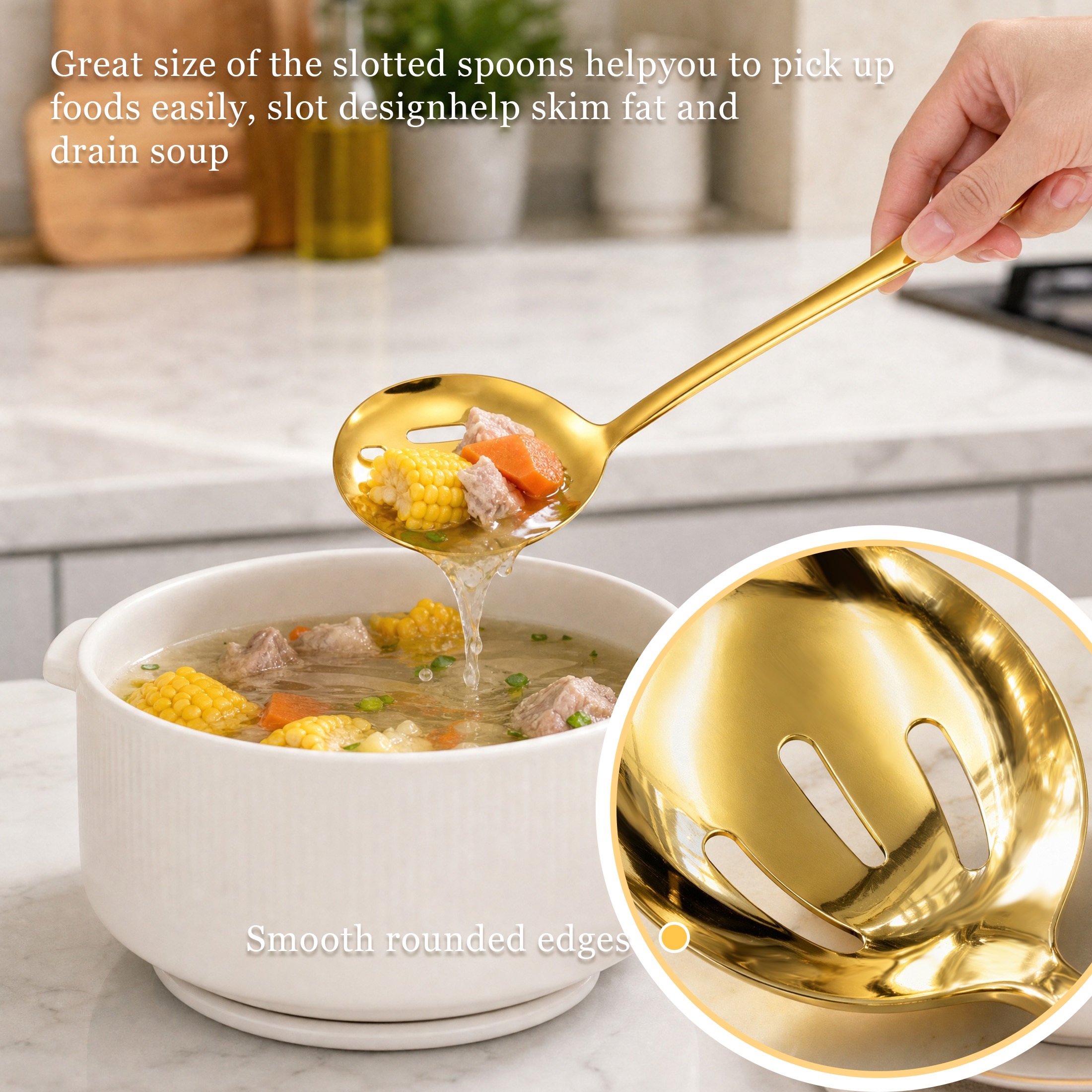 Hima Shilajatun Serving Utensils Set, Gold 13-Piece Spoons & Tongs for Buffet — product detail 2