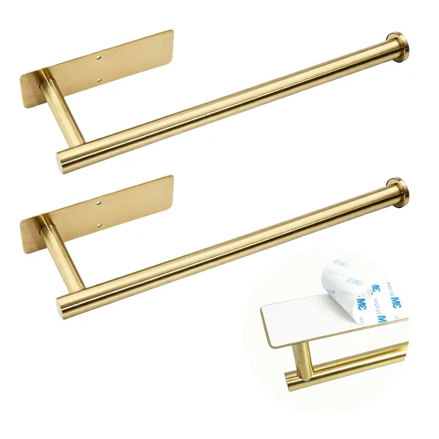 Hima Shilajatun Paper Towel Holder Under Cabinet, 2 Pack, Stainless Steel Gold