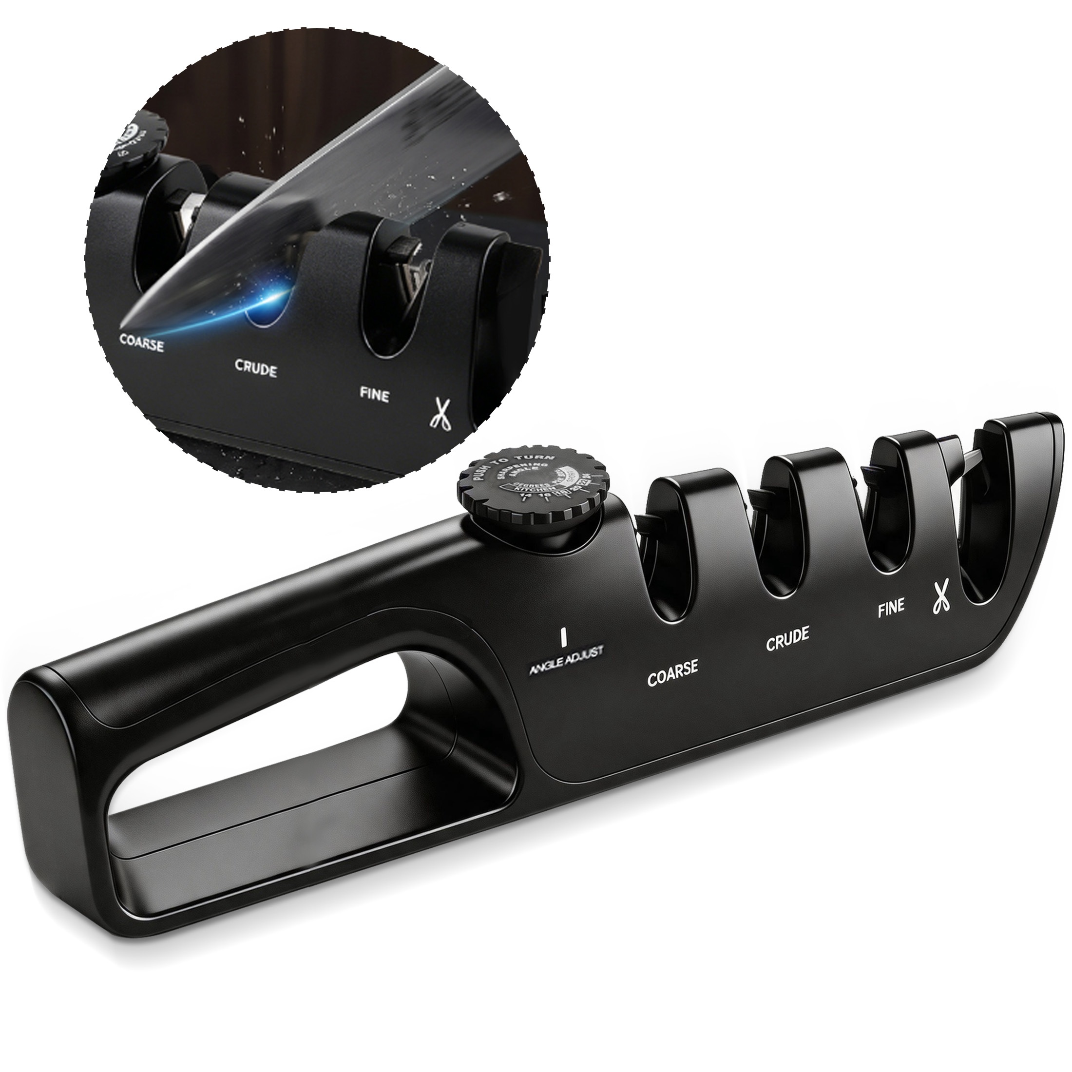 Hima Shilajatun Kitchen Knife Sharpener, 4-in-1 Adjustable Angle Tool for Knives and Scissors