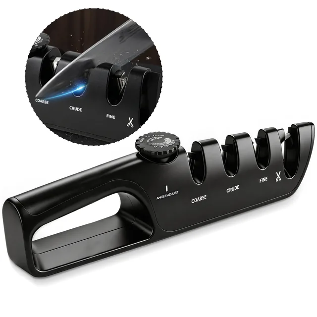 Hima Shilajatun Kitchen Knife Sharpener, 4-in-1 Adjustable Angle Tool for Knives and Scissors
