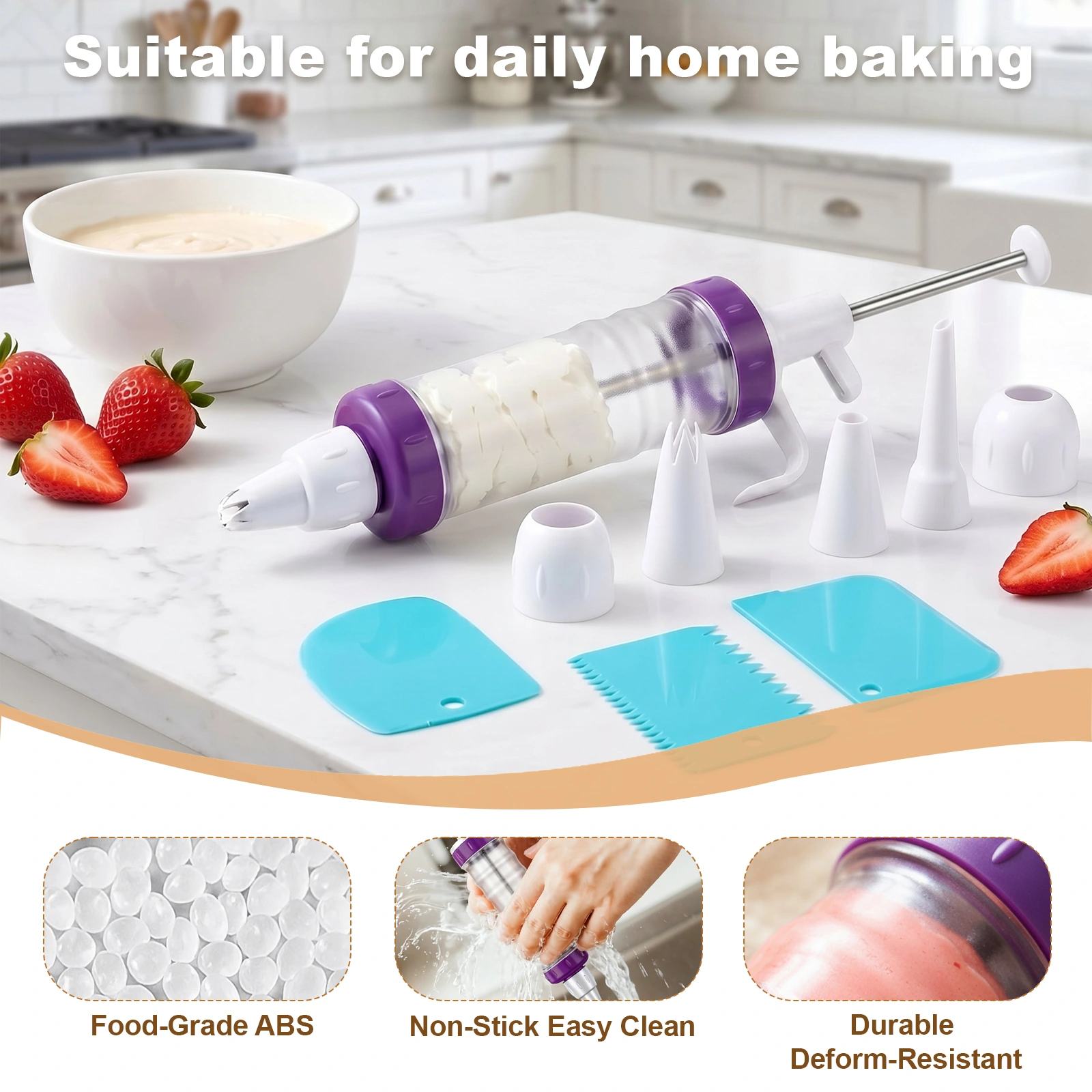 Hima Shilajatun Frosting Piping Kit, Dessert Decorating Syringe with Tips, Cake Scrapers, Silicone Cups — product detail 1