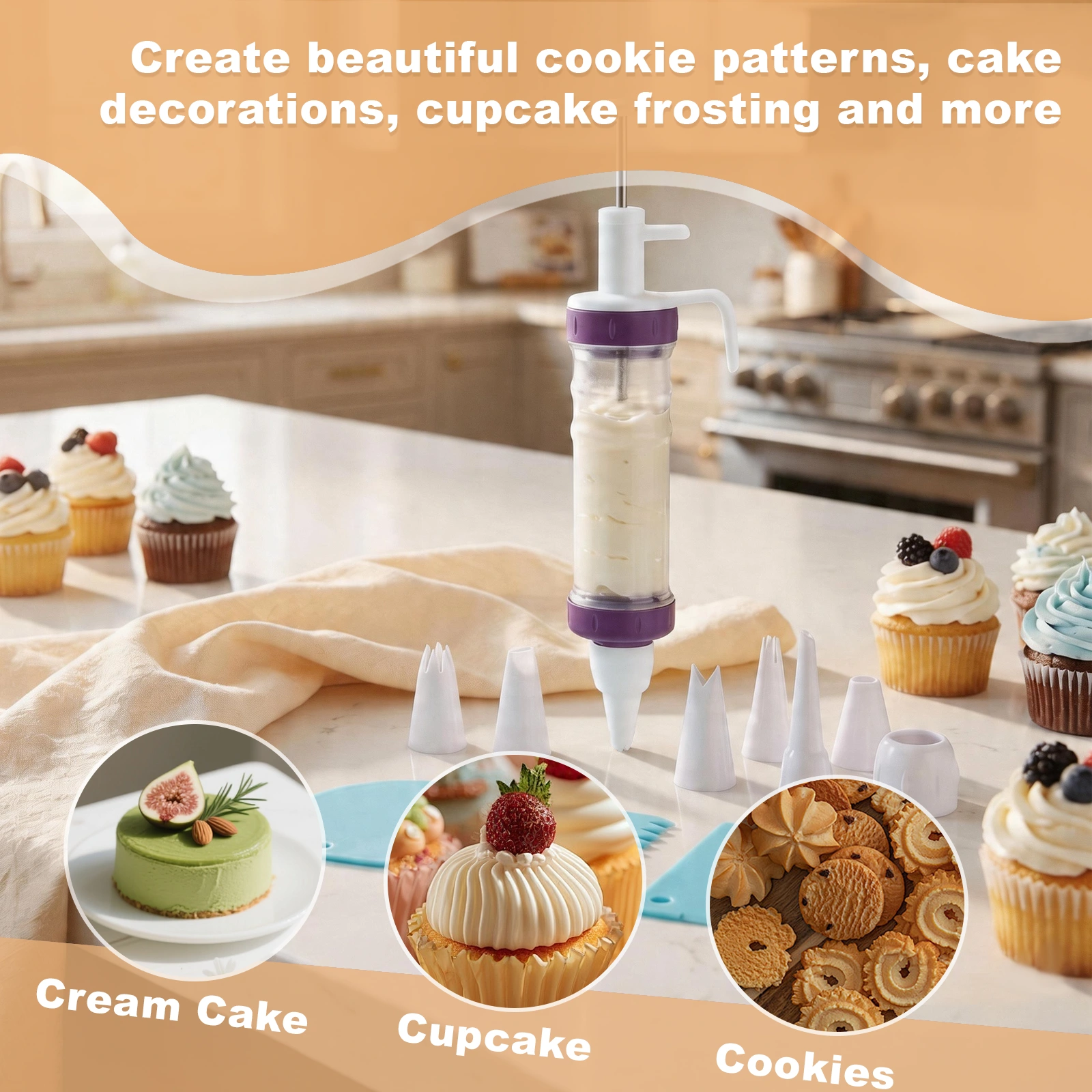 Hima Shilajatun Frosting Piping Kit, Dessert Decorating Syringe with Tips, Cake Scrapers, Silicone Cups — product detail 2