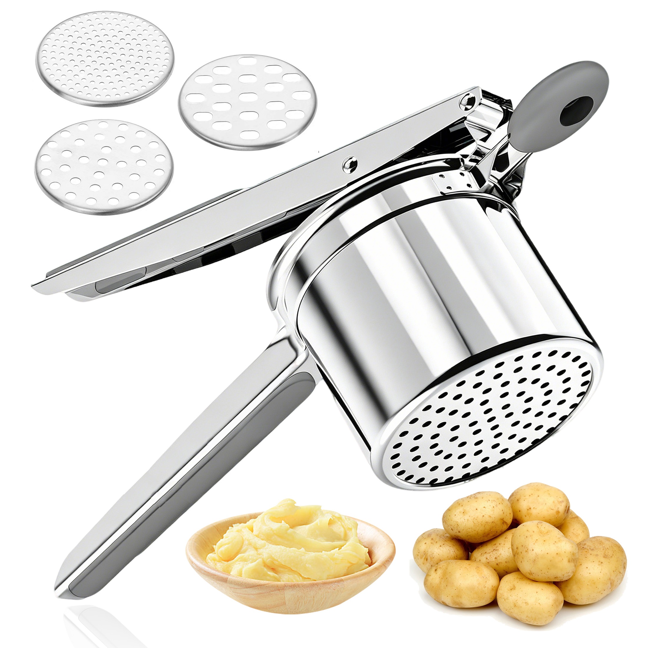 Hima Shilajatun Potato Ricer, Stainless Steel Ricer for Mashed Potatoes, 3 Discs
