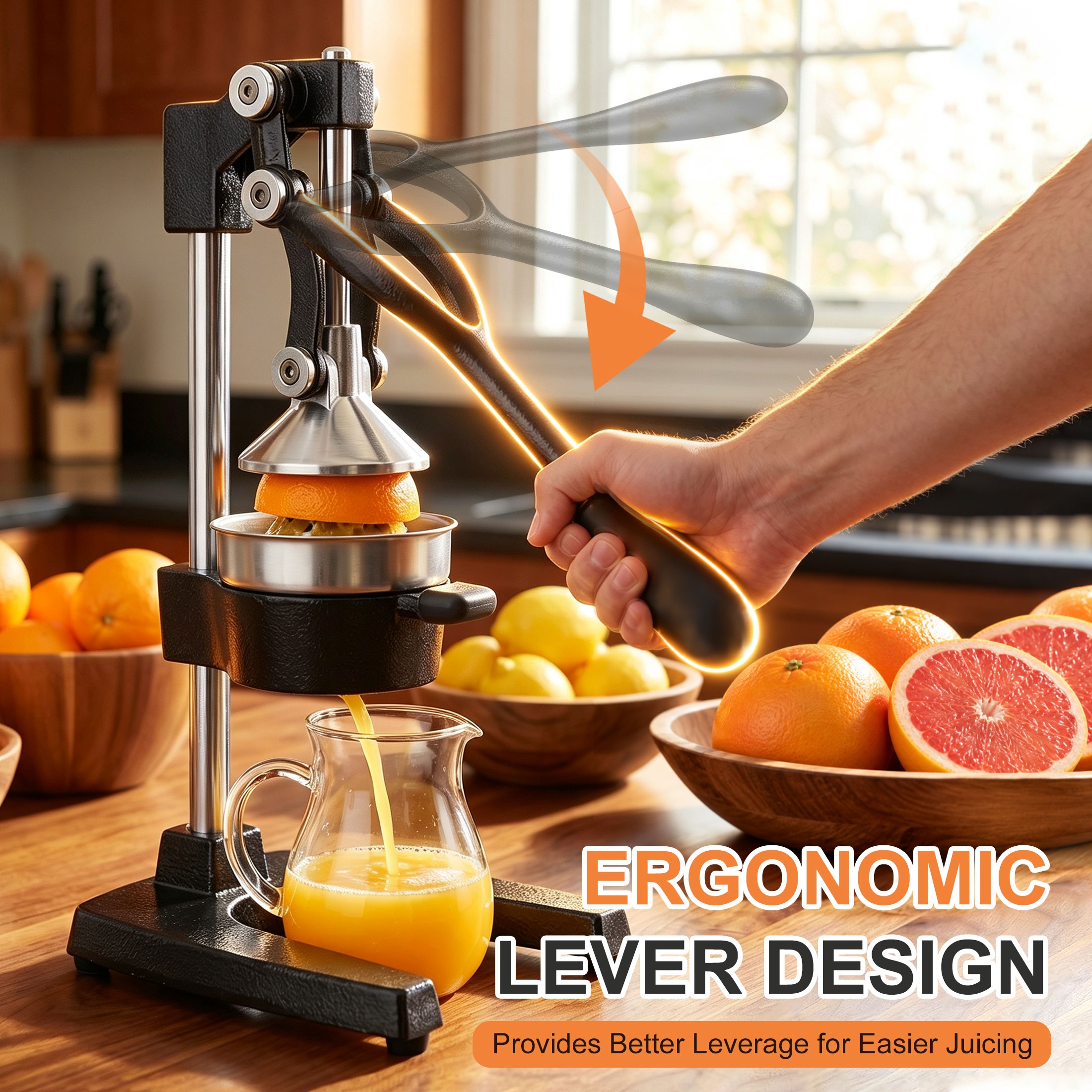 Hima Shilajatun Cast Iron Juicer, Manual Juice Press for Citrus, Orange, Lemon, Black — product detail 1